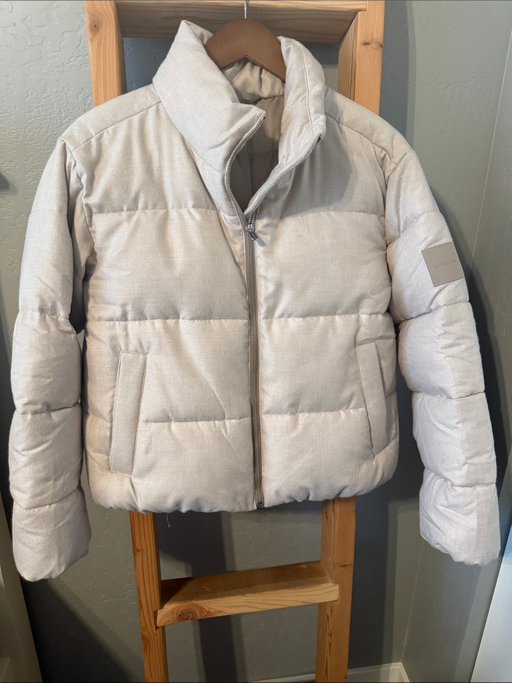Athleta Cream Quilted Short Puffer Jacket